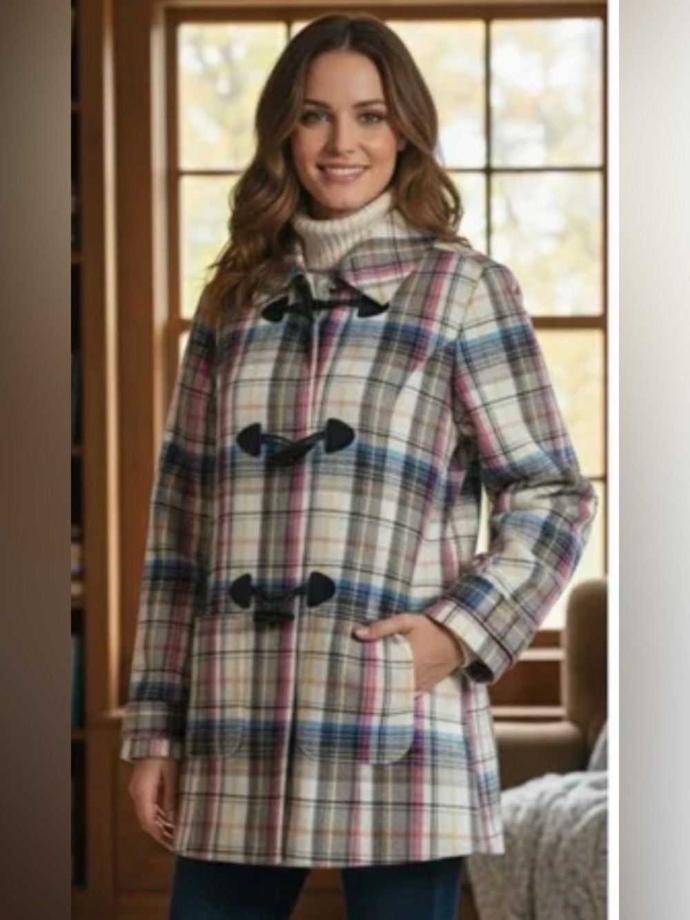 Christopher & Banks Women’s Multicolor Plaid Cotton Blend Coat Jacket